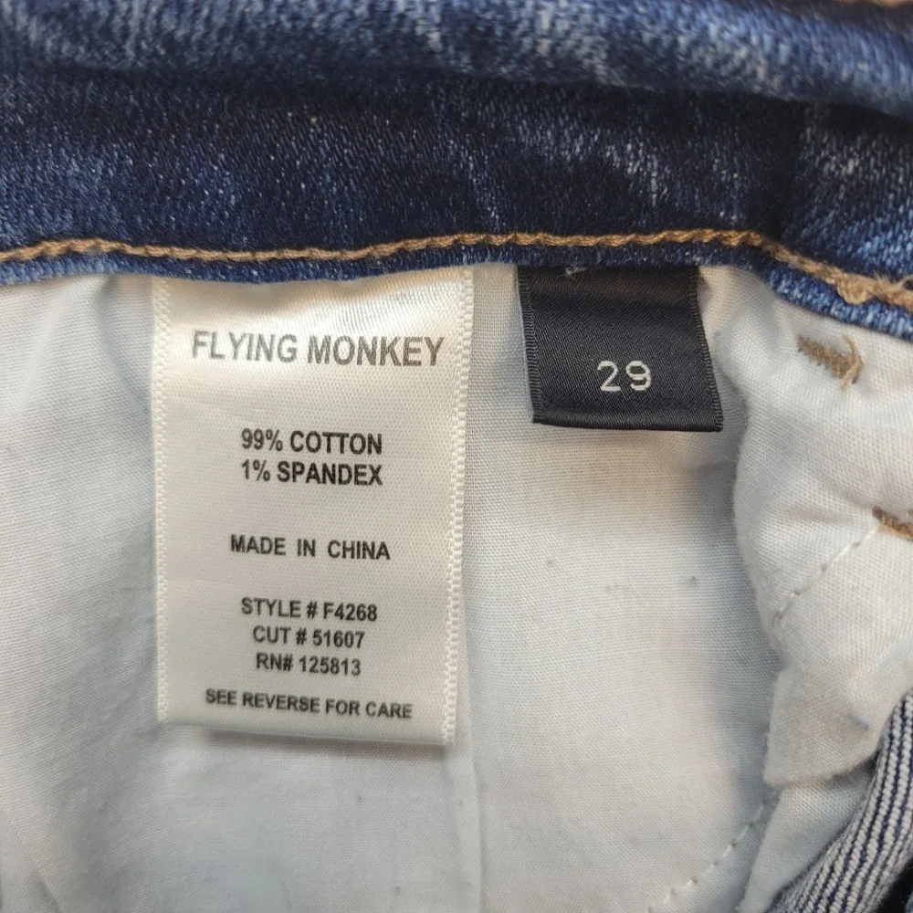 Flying Monkey Jeans Womens 29 Blue Distressed High Rise Straight Leg‎ Denim